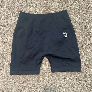 Women's Black Athletic Shorts with Skull Detail